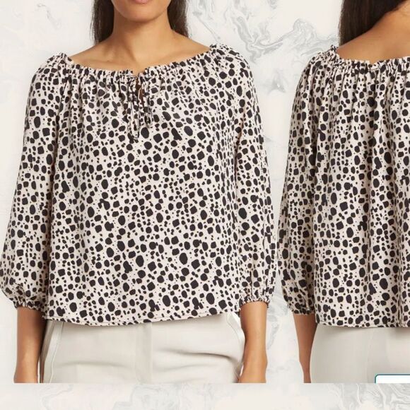 NWT Sanctuary Free Spirit Blouse - Size S - paint spots cream/brown - Picture 1 of 3